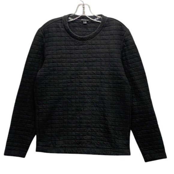 Theory Sweatshirt Women’s Black Checkerboard Pullover Pocket Long Sleeve Size SP - Picture 1 of 13